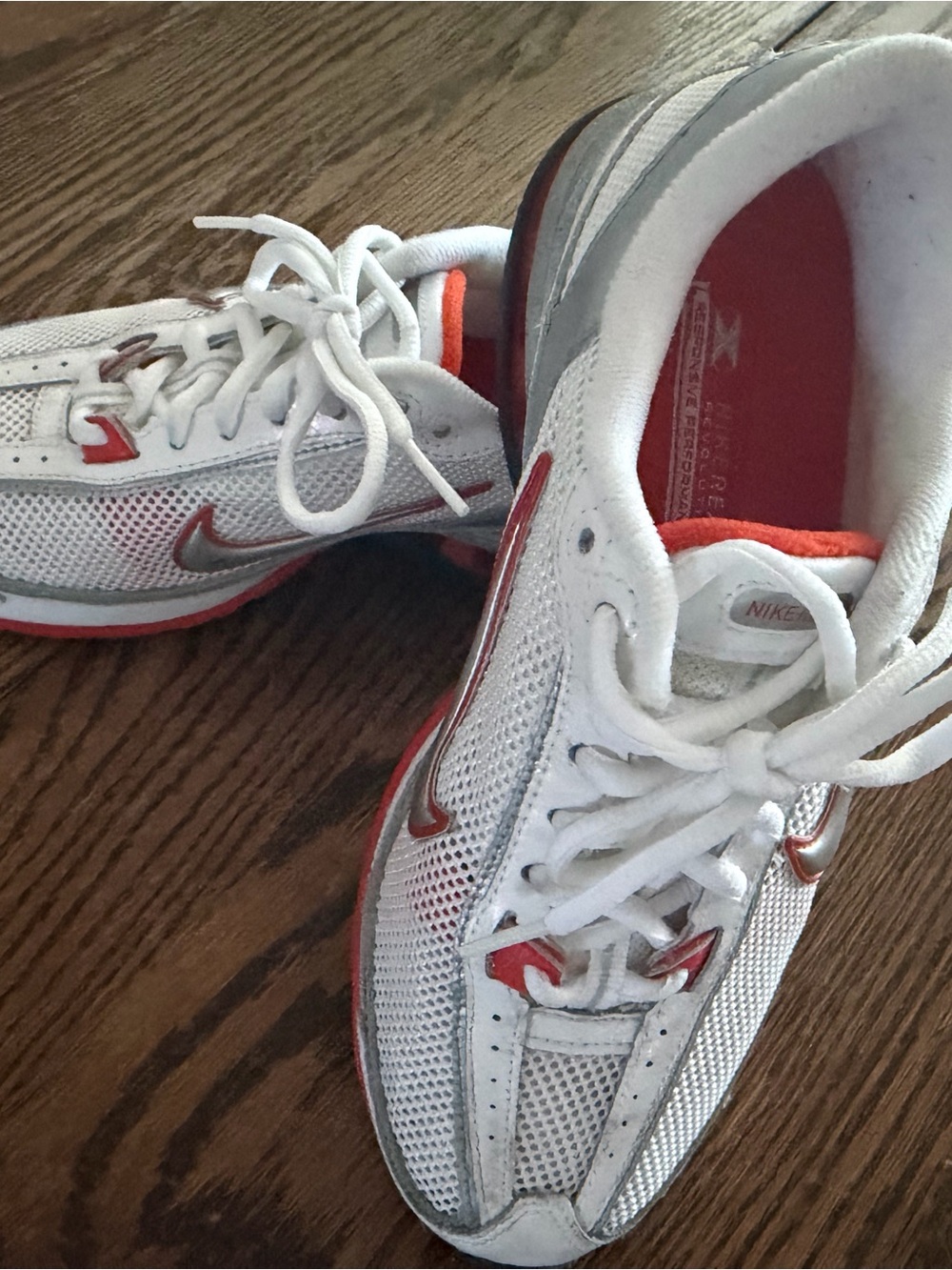 Nike White and Red Kids Mesh Training Sneakers